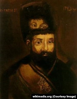 «Царський» портрет Пугачова (ніби Петра ІІІ) намальований поверх портрету Катерини ІІ, кінець 1773 року