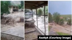 Ноокен районундагы суу каптоо. Видеодон алынган скриншот.