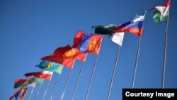 ШКУга мүчө жана байкоочу макамындагы мамлекеттердин желектери.