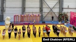 Көркөм гимнастика жана эстетикалык тайпалык гимнастика боюнча “Келечек-2023” аталышындагы эл аралык мелдештин ачылыш аземи. Бишкек, 25-март,