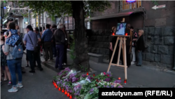 Armenia- Flowers are put on a street in Yerevan on the second anniversary of the death of Sona Mnatsakanian, April 26, 2024