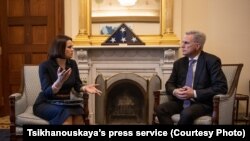 Сьвятлана Ціханоўская з Кевінам Маккарці, 24 сакавіка 2023