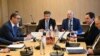 Serbia, President Aleksandar Vucic (left) and Kosovar Prime Minister Albin Kurti (second right) meet in Brussels for talks mediated by EU High Representative Josep Borrell (center right) on May 2.