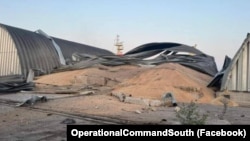 Зьнішчаны расейцамі элеватар у Адэскай вобласьці ў часе абстрэлу 4 верасьня 2023 году