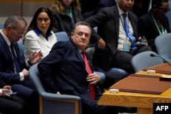 Израелският външен министър Израел Кац на заседание на ООН, 11 март 2024 г.