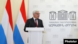 Լյուքսեմբուրգի Պատգամավորների պալատի նախագահ Կլոդ Վիզլերը Հայաստանի Ազգային ժողովում, Երևան, 22-ը մայիսի, 2024թ.
