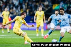 Imagine din meciul Israel - România, disputat sâmbătă în Ungaria și câștigat de România cu 2-1. Victoria a adus calificarea tricolorilor la Euro 2024.