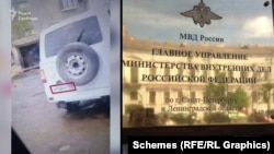 УАЗ «Патриот», який належить Головному управлінню Міністерства внутрішніх справ у місті Санкт-Петербург та Ленінградській області, був помічений у Маріуполі