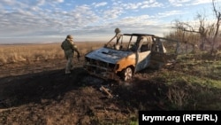 Підірваний російським FPV-дроном-камікадзе автомобіль ЗСУ
