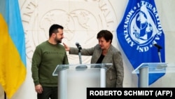 Президент України Володимир Зеленський і директор Міжнародного валютного фонду (МВФ) Крісталіна Георгієва. Вашингтоні, 11 грудня 2023 року (фото ілюстративне)