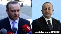 Секретарь Совета безопасности Армен Григорян (слева) и министр иностранных дел Турции Мевлют Чавушоглу