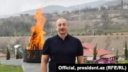 İlham Əliyev, işğaldan azad olunmuş Talış kəndində (Tərtər rayonu)  18 mart 2023