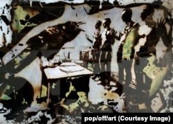 "Право сильного". Из серии "Черная серия". Жженая бумага, эпоксидная смола. 2023 год