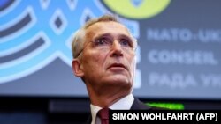 NATO Secretary-General Jens Stoltenberg arrives to attend the Nato foreign ministers' meeting on Ukraine at NATO headquarters in Brussels on November 29.