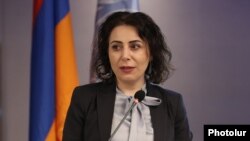 Armenia - Haykuhi Harutiunian, head of Commission on Prevention of Corruption, speaks at a seminar in Yerevan, February 8, 2023.