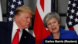 Тереза Мей на спільній прес-конференції з президентом США Дональдом Трампом. Лондон, 4 червня 2019 року