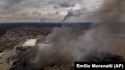 Ուկրաինայի մայրաքաղաքի արվարձան Իրպինում ռմբահարված գործարան և խանութ, Կիև, 6-ը մարտի, 2022թ.