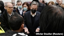 ԱՄՆ պետքարտուղարն այցելել է Լեհաստանում ուկրաինացի փախստականների ճամբար, Կորշովա ավան, 5 մարտի, 2022թ.