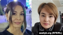 Журналист Арзыгүл Галымбетова (солдо) жана анын өлүмүнө шек саналып камалган Батмакан Жолболдуева (оңдо). 