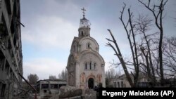 Праваслаўная царква ў Марыюпалі пасьля абстрэлу расейскімі войскамі