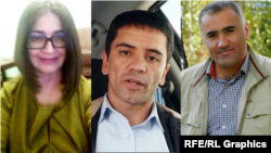 Таджикские гражданские активисты Ульфатхоним Мамадшоева, Фаромуз Иргашев (в центре) и Манучехр Холикназаров