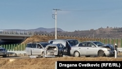 A highway collision that was apparently caused by thick smoke from the train accident injured several people.