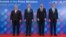 From left: Prime ministers Viktor Orban of Hungary, Petr Fiala of the Czech Republic, Eduard Heger of Slovakia, and Mateusz Morawiecki of Poland pose for a photo after a Visegrad Group summit in Kosice, Slovakia, on November 24.