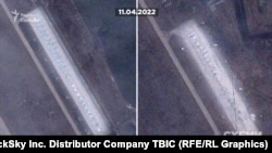 Знімок паркувальних майданчиків літаків аеродрому «Липецьк-2» від 11 квітня 2022 року