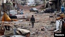 Январь айында  "Ислам мамлекети" радикал тобунан бошотулган Сириянын Кобани шаары. 30-январь, 2015-жыл