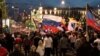A protest for Russia organized by Serbian far-right group the People's Patrol in Belgrade on April 15.