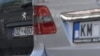 Vehicles with KM license plates are seen in North Mitrovica.