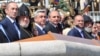 Президенты Армении и Нагорного Карабаха (в центре) на военном параде в Степанакерте, 9 мая 2012 г.