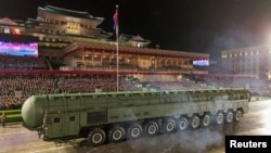 Новата ракета, представена на военен парад в Пхенян, Северна Корея, на 10 октомври.