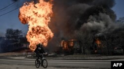 Ուկրաինա - Հրետակոծության հետևանքով հրդեհ Խարկովում, մարտ, 2022թ.