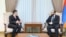 Министр иностранных дел Армении Арарат Мирзоян (справа) и французский сопредседатель Минской группы ОБСЕ Брис Рокфо, Ереван, 11 апреля 2022 г.