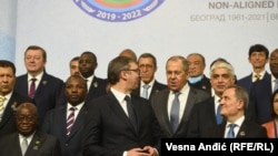Predsednik Srbije Aleksandar Vučić sa ministrom spoljnih poslova Rusije Sergejem Lavrovim i predstavnicima država članica Pokreta nesvrstanih