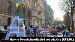 Під час акції у День Гідності та Свободи у Львові, 21 листопада 2021 року 