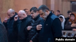 Nagorno Karabakh - Karabakh's current and former leaders pray during a Christmas mass at Stepanakert’s Holy Mother of God Cathedral, January 6, 2023.