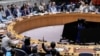 Members of the UN Security Council vote on a resolution by Russia and China to delay reimposition of sanctions on Iran on September 26. The resolution failed. 