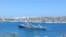 The missile cruiser Moskva of the Black Sea Fleet is seen anchored in Sevastopol Bay on April 10.