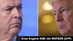 دونالد ترامپ رییس جمهوری آمریکا و جیمز کومی (سمت چپ) رییس پیشین اف‌بی‌آی