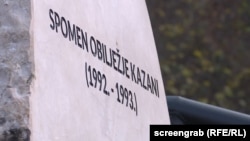 The stone monument is dedicated to people killed, most of them ethnic Serbs, on the slopes of Trebevic Mountain southeast of Sarajevo in 1992 and 1993.