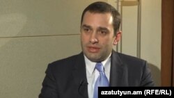 Armenia - Georgian Defense Minister Irakli Alasania is interviewed by RFE/RL's Armenian service, Yerevan, 8Mar2013.