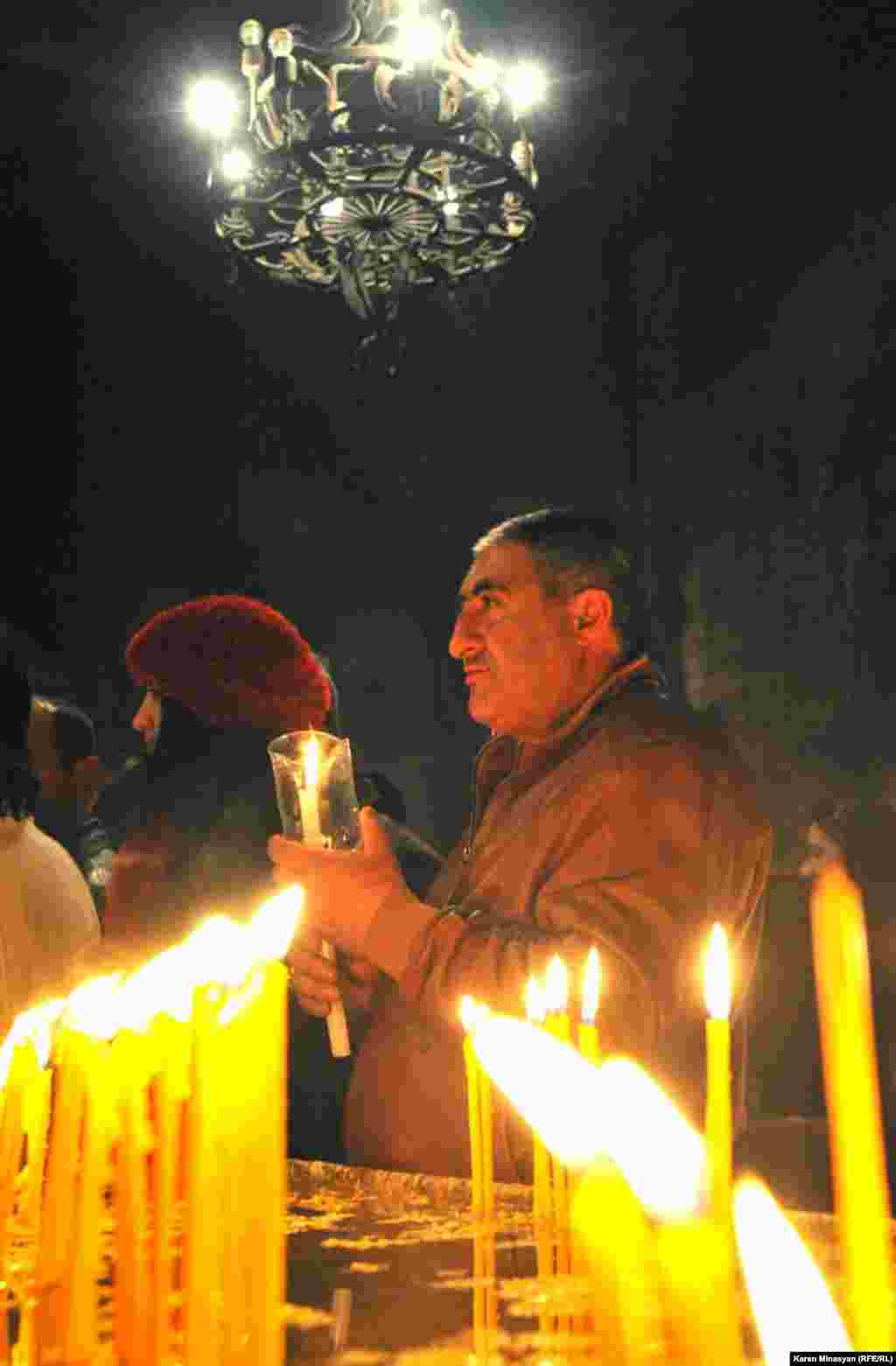 Armenia -- Christmas candle liturgy, Khor Virap, 05Jan2013