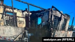 Գեղարքունիքի մարզի Ազատ գյուղում հրդեհված զինվորականների կացարանը, 19-ը հունվարի, 2023թ.