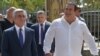 Armenia - President Serzh Sarkisian (L) and businessman Gagik Tsarukian make a joint public appearance, Yerevan, 11Sep2015.