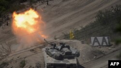 نمایی از یک رزمایش کره جنوبی که خشم کره شمالی را برانگیخته است.