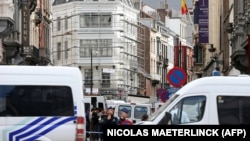 نیروهای پلیس در منطقه سابلون در بروکسل 