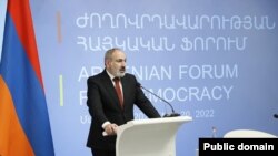 Armenia - Prime Minister Nikol Pashinian addresses the Armenian Forum for Demoracy, May 20, 2022.