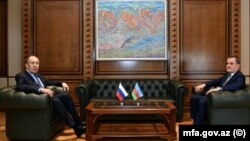 Azerbaijan - Azerbaijani Foreign Minister Jeyhun Bayramov and Russian Foreign Minister Sergei Lavrov meet in Baku, June24, 2022